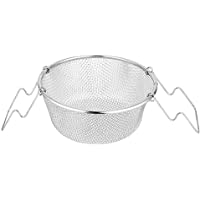 Ritapreaty Freidora Cesta Acero Inoxidable Portátil Frito Cesta Redonda Fritas Alitas de Pollo Canasta de refrigerio con…